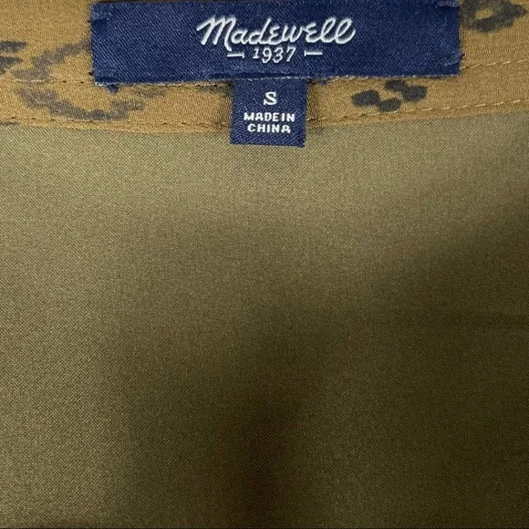 19) MADEWELL silk playa dress in leopard fade without waist tie sz S - Picture 5 of 8